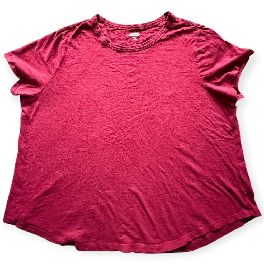 Old Navy EveryWear Womens XXL Short Sleeve Cotton Slub Tee Berry Pink Red